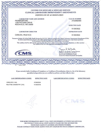 CLIA Certificate of Accreditation_Jan 25, 2024